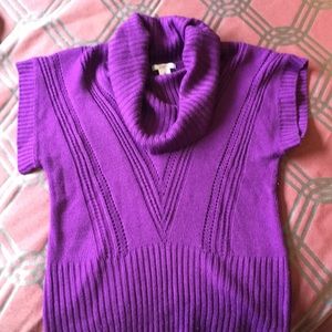 Candies Cowl Neck Short Sleeved Purple Sweater. MD